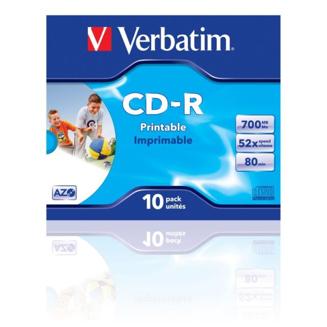 Verbatim - CD-R AZO Wide Inkjet Printable 700 MB 52x 10 pieza(s)