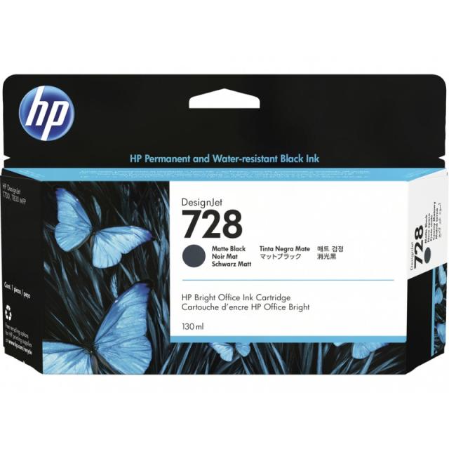 HP - Cartucho de tinta DesignJet 728 negro mate de 130 ml