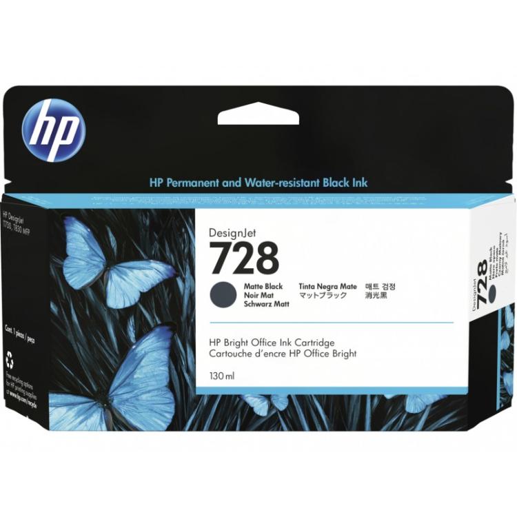 HP - Cartucho de tinta DesignJet 728 negro mate de 130 ml