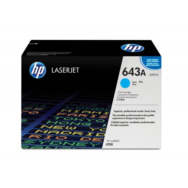 HP - Cartucho de tóner original LaserJet 643A cian