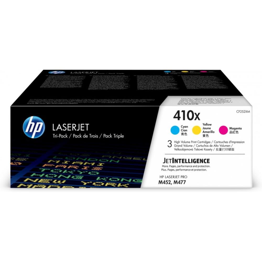 HP - Paquete de 3 cartuchos de tóner cian/magenta/amarillo Originales LaserJet 410X de alta capacidad