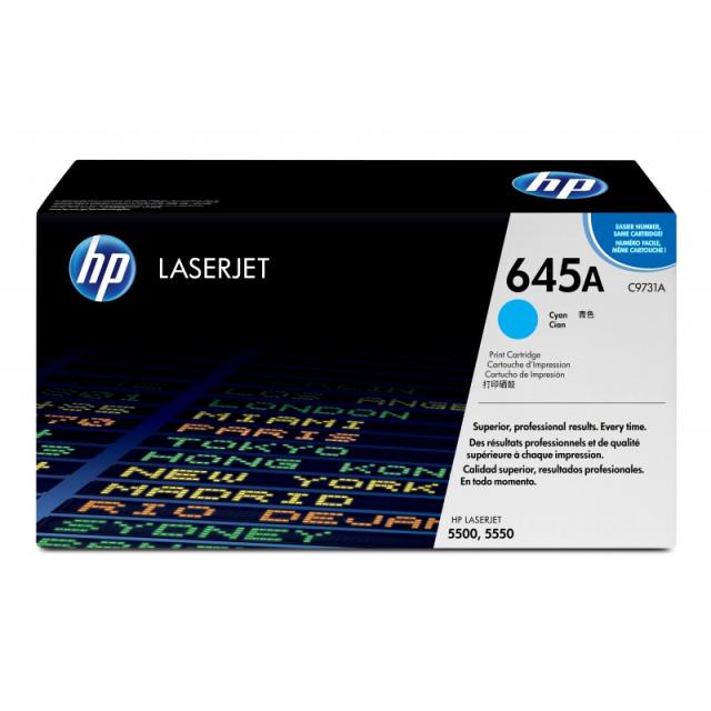 HP - Cartucho de tóner original LaserJet 645A cian
