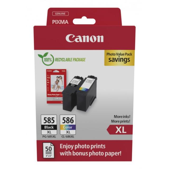Canon - PG-585XL/CL-586 PVP cartucho de tinta 2 pieza(s) Original Alto rendimiento (XL) Negro, Cian, Magenta, Amarillo