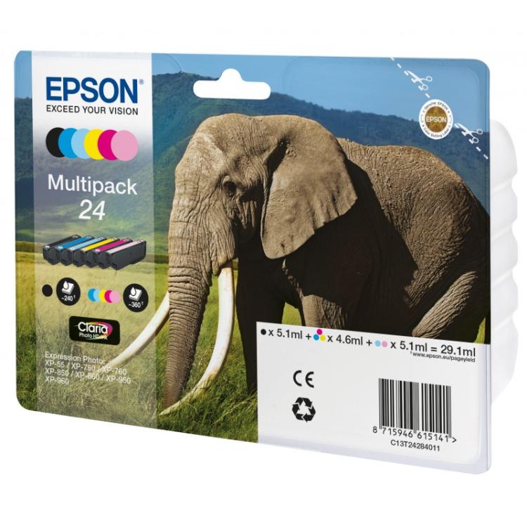 Epson - Elephant Multipack 6-colours 24 Claria Photo HD Ink