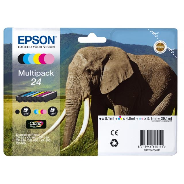 Epson - Elephant Multipack 6-colours 24 Claria Photo HD Ink