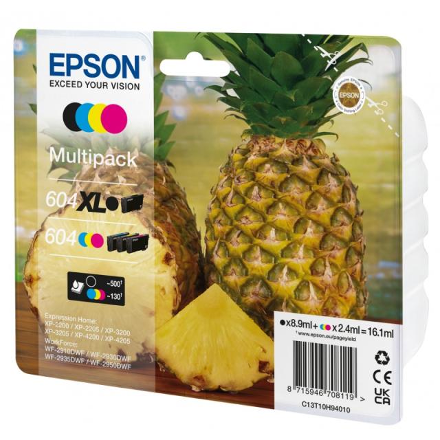 Epson - 604XL cartucho de tinta 4 pieza(s) Original Alto rendimiento (XL) Negro, Cian, Magenta, Amarillo - C13T10H94020
