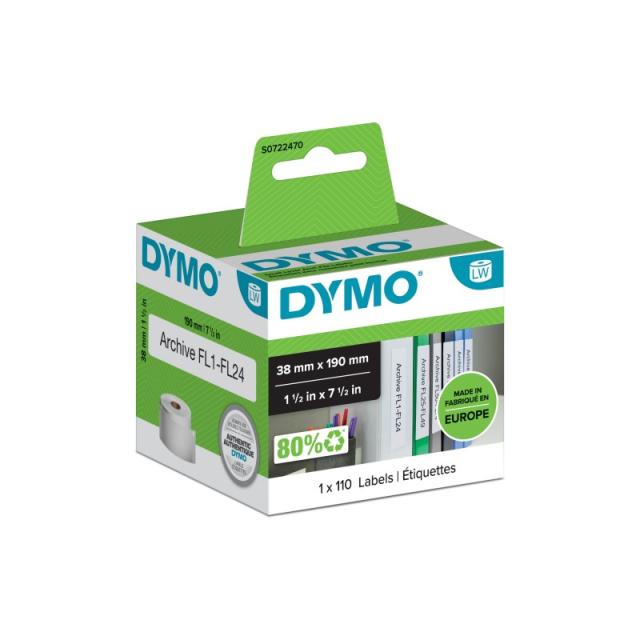 DYMO - LabelWriter Etiquetas pequeñas multiuso/LAF auténticas de / 38 mm x 190 mm / Rollo de 110 etiquetas fáciles de despegar /