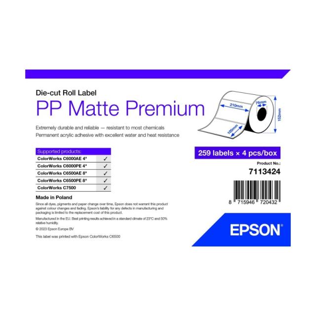 Epson - 7113424 etiqueta de impresora Blanco Etiqueta para impresora autoadhesiva