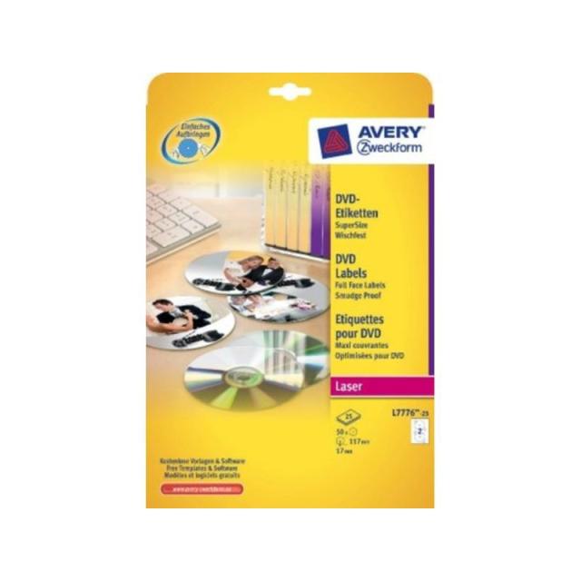 Avery - L7776-25 etiqueta de impresora Blanco Etiqueta para impresora autoadhesiva