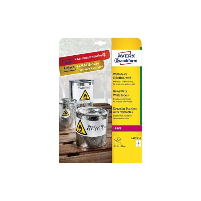 Avery - L4774-8 etiqueta de impresora Blanco Etiqueta para impresora autoadhesiva