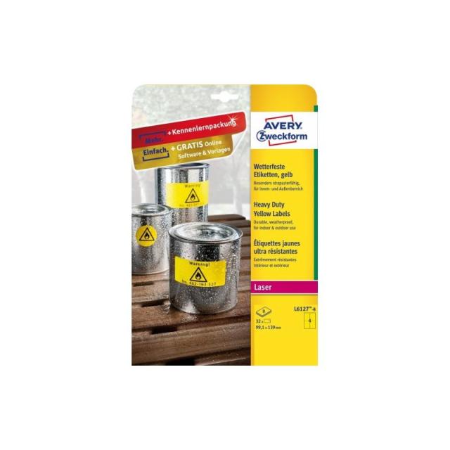 Avery - L6127-8 etiqueta de impresora Amarillo Etiqueta para impresora autoadhesiva