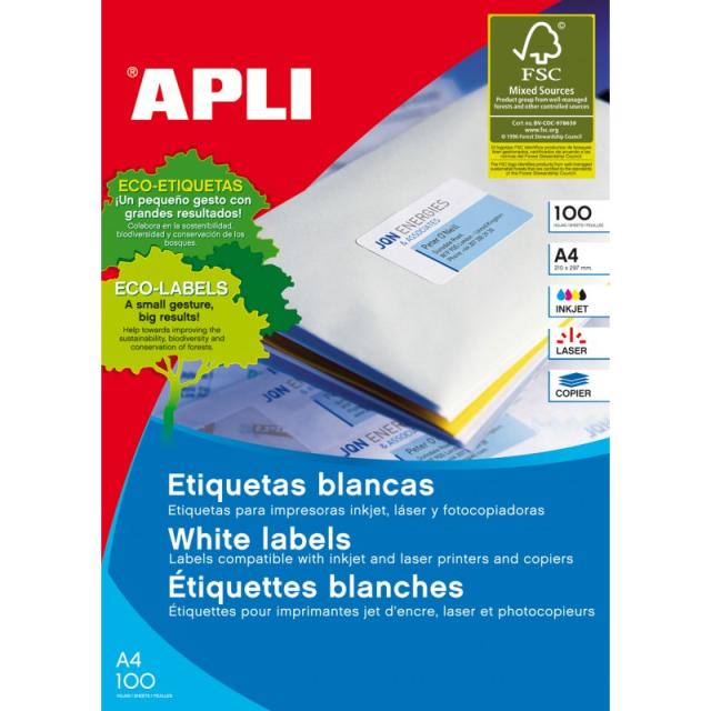 APLI - 02416 etiqueta de impresora Blanco Etiqueta para impresora autoadhesiva