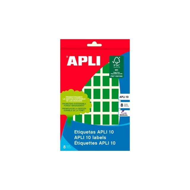APLI - APLI ETIQUETAS MANUALES 10 12X18MM VERDE 8 HOJAS