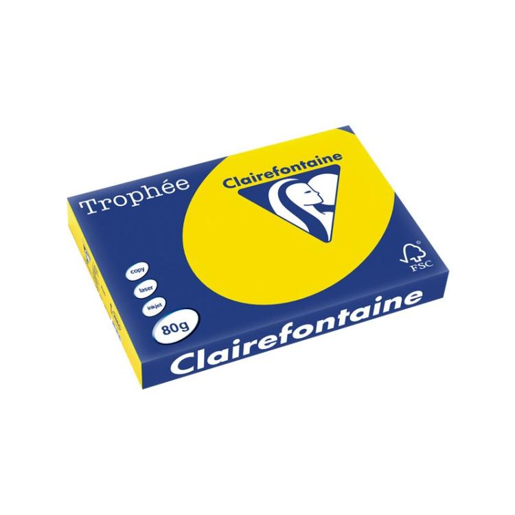 Clairefontaine - Trophée papel para impresora de inyección de tinta A3 (297x420 mm) 500 hojas Amarillo - 2884C
