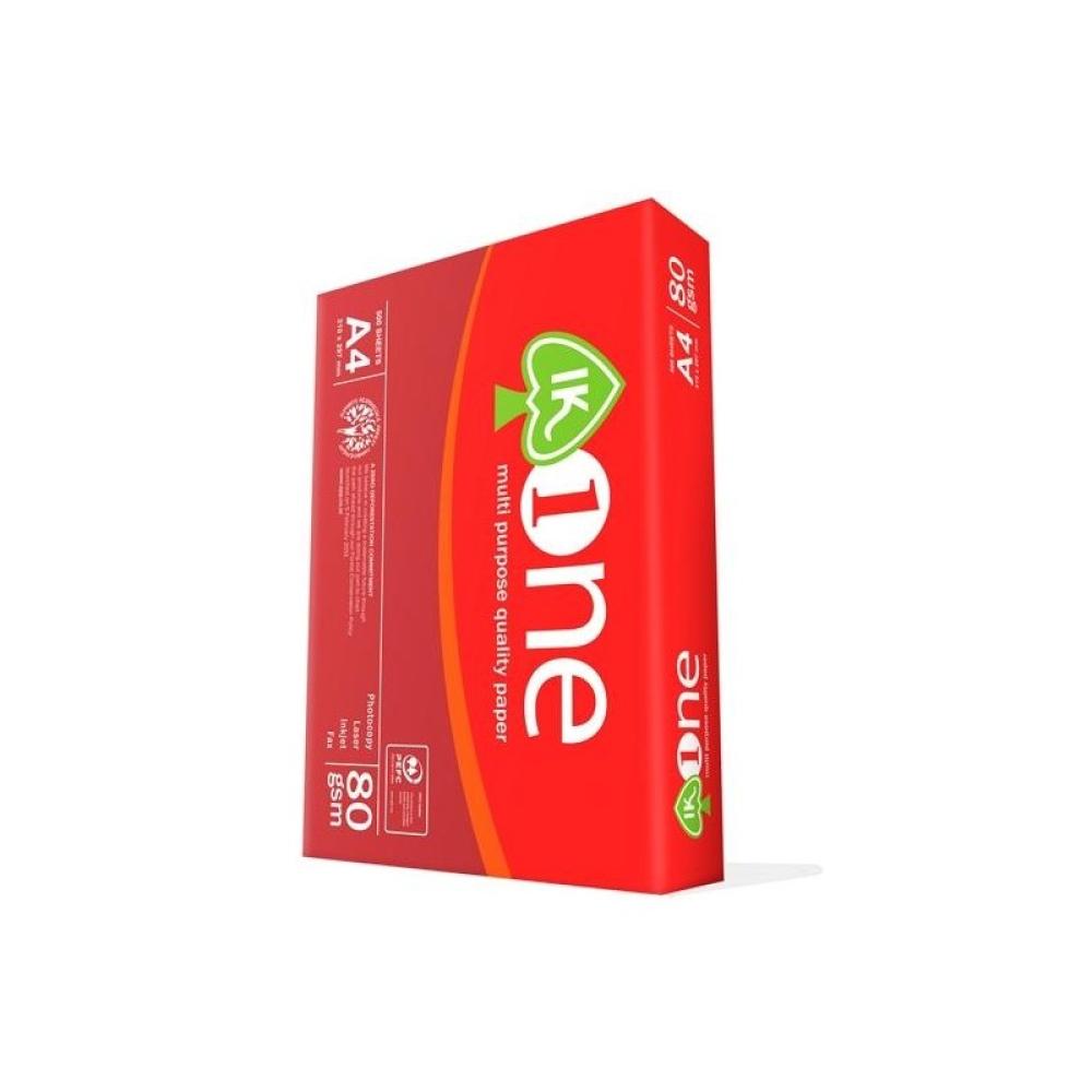 IK ONE - IK ONE Papel A4 80 gr - 1 Caja de 5 Paquetes - (Más de 7 cajas se paletiza, servicio puerta bajo, no se despaletiza ni