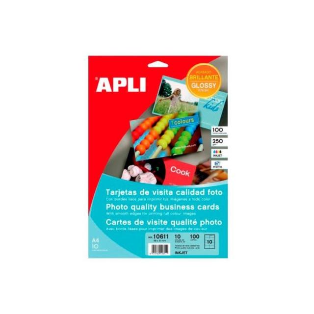 APLI - PAQ. 10 TARJETAS VISITA APLI FOTO 250GR 89X51