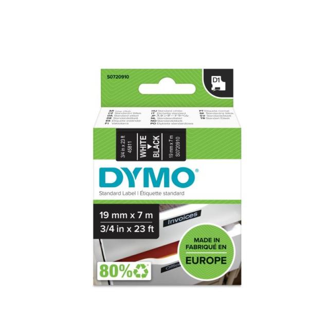 DYMO - D1 etiquetas auténticas / impresión blanca sobre fondo negro / 19 mm × 7 m / etiquetas autoadhesivas para etiquetadoras L