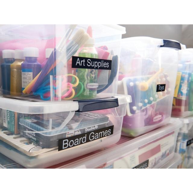 DYMO - D1 etiquetas auténticas / impresión blanca sobre fondo negro / 19 mm × 7 m / etiquetas autoadhesivas para etiquetadoras L