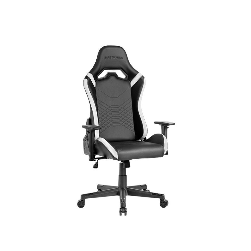 Mars Gaming - MGC-PRO, Silla Gaming Profesional, Acabado Cuero PU, Reposabrazos 2D y Respaldo Reclinable 135°, Cojine - MGCPROBW