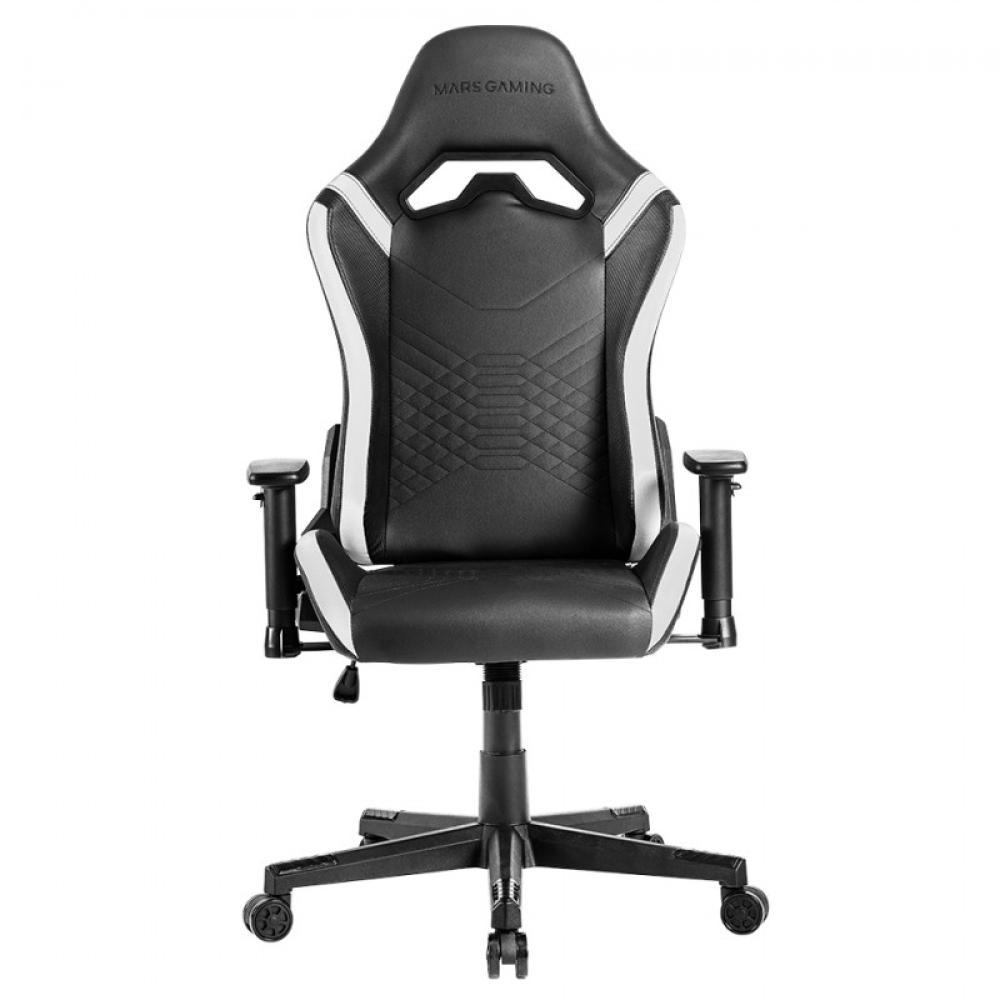 Mars Gaming - MGC-PRO, Silla Gaming Profesional, Acabado Cuero PU, Reposabrazos 2D y Respaldo Reclinable 135°, Cojine - MGCPROBW