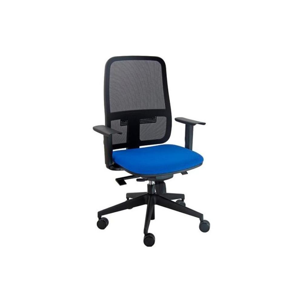 UNISIT - UNISIT SILLA BLAZE GIRATORIA SINCRO C/RUEDAS (BRAZOS OPCIONALES) RESPALDO MALLA NEGRO Y ASIENTO ACOLCHADO AZUL