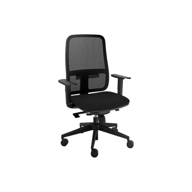UNISIT - UNISIT SILLA BLAZE GIRATORIA SINCRO C/RUEDAS (BRAZOS OPCIONALES) RESPALDO MALLA NEGRO Y ASIENTO ACOLCHADO NEGRO