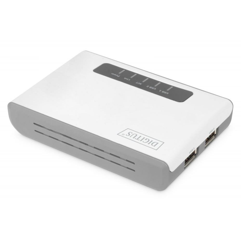 Digitus - Servidor de red multifunción inalámbrico USB 2.0 de 2 puertos, 300 Mbps