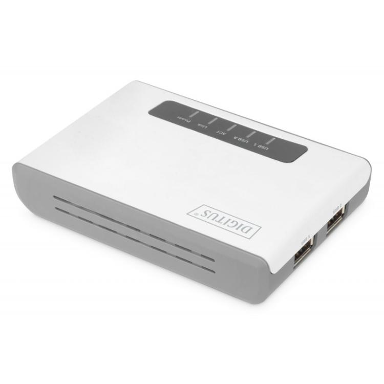Digitus - Servidor de red multifunción inalámbrico USB 2.0 de 2 puertos, 300 Mbps