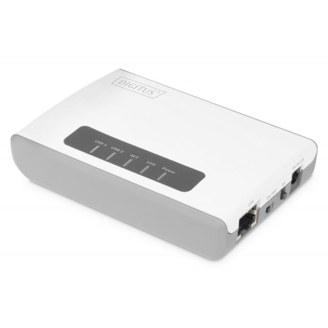 Digitus - Servidor de red multifunción inalámbrico USB 2.0 de 2 puertos, 300 Mbps