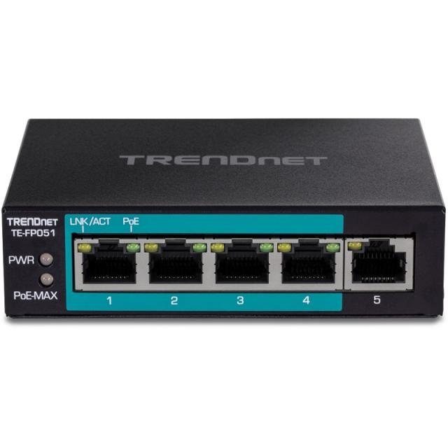 Trendnet - TE-FP051 switch No administrado Fast Ethernet (10/100) Energía sobre Ethernet (PoE) Negro