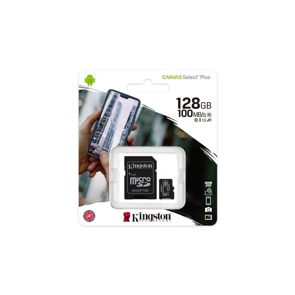 Kingston Technology - Canvas Select Tarjeta micSDXC Plus 100R A1 C10 de 128 GB + ADP
