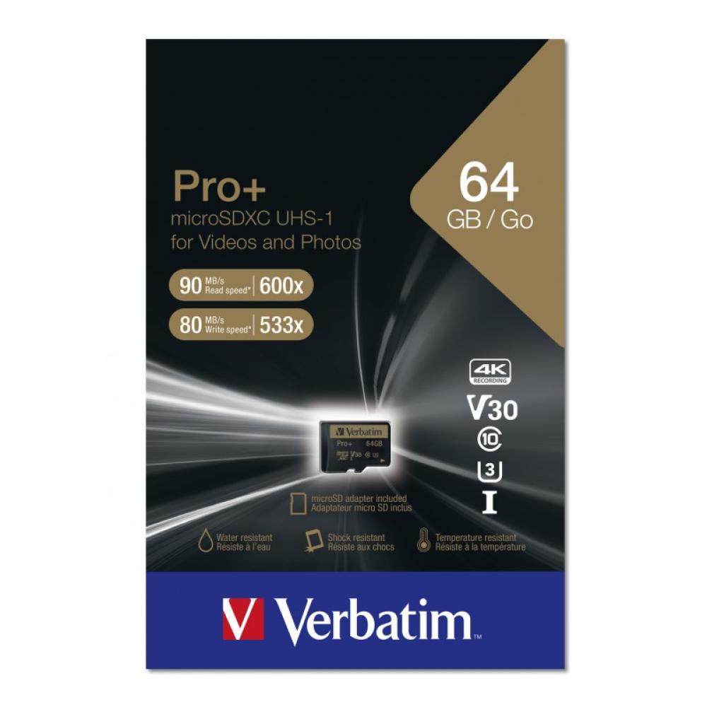 Verbatim - Pro+ 64 GB MicroSDHC MLC Clase 10