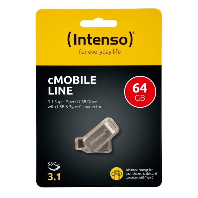 Intenso - cMobile Line unidad flash USB 64 GB USB Type-A / USB Type-C 3.2 Gen 1 (3.1 Gen 1) Plata