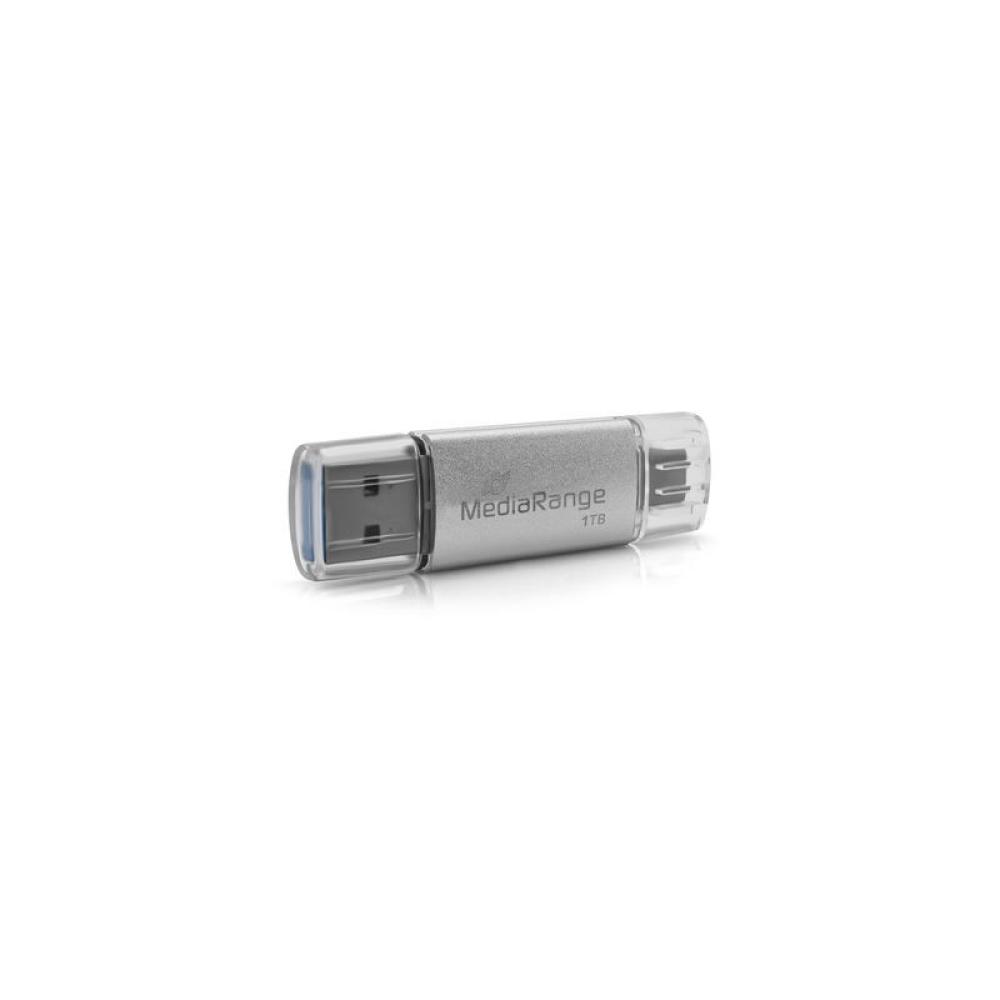 MediaRange - MR941-1 unidad flash USB 1 TB USB Type-A / USB Type-C 3.2 Gen 1 (3.1 Gen 1) Plata
