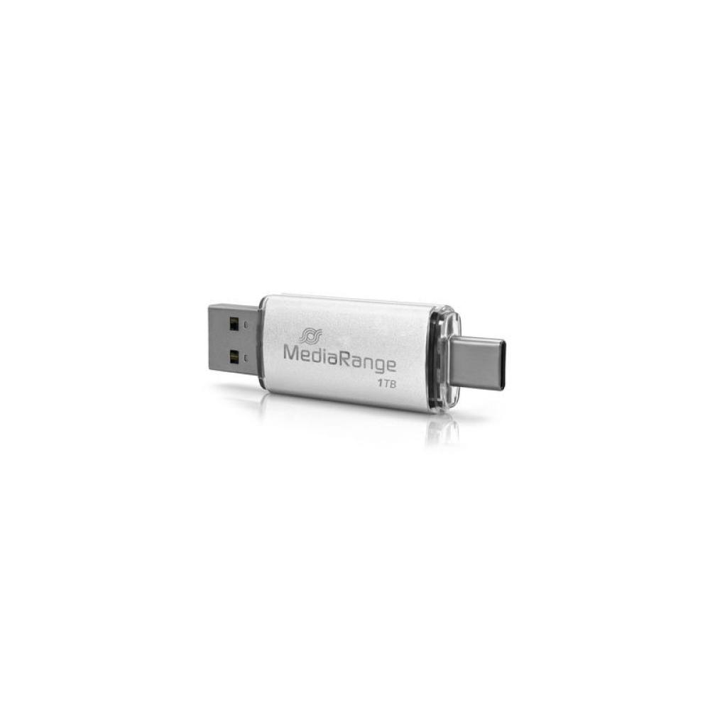 MediaRange - MR941-1 unidad flash USB 1 TB USB Type-A / USB Type-C 3.2 Gen 1 (3.1 Gen 1) Plata