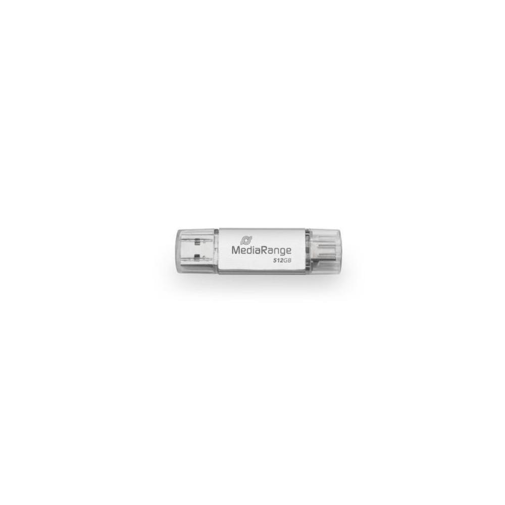 MediaRange - MR940-1 unidad flash USB 512 GB USB Type-A / USB Type-C 3.2 Gen 1 (3.1 Gen 1) Plata