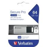 Verbatim - Secure Pro - Unidad USB 3.0 de 64 GB - Plata