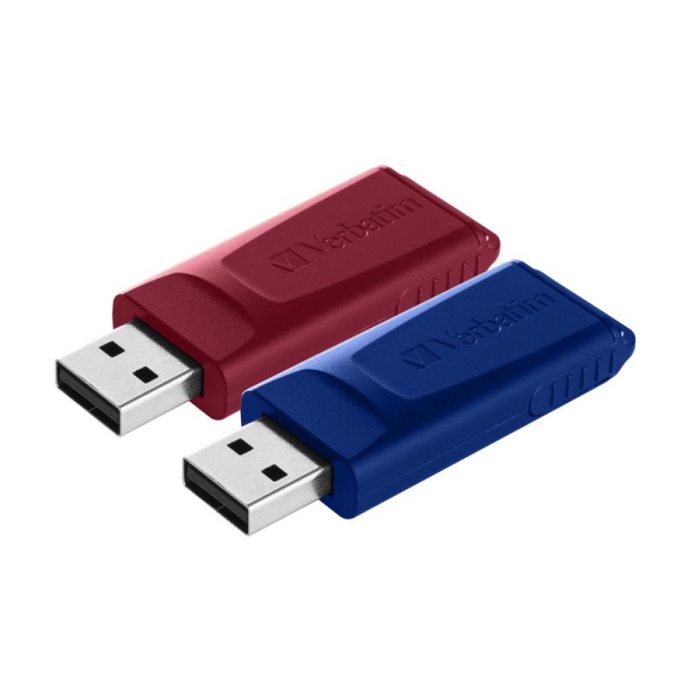 Verbatim - Slider - Unidad USB - 2x32 GB, Azul/Rojo