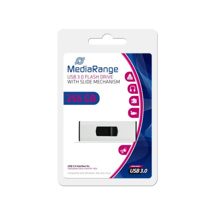 MediaRange - MR919 unidad flash USB 256 GB USB tipo A 3.2 Gen 1 (3.1 Gen 1) Negro, Plata