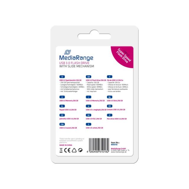 MediaRange - MR919 unidad flash USB 256 GB USB tipo A 3.2 Gen 1 (3.1 Gen 1) Negro, Plata
