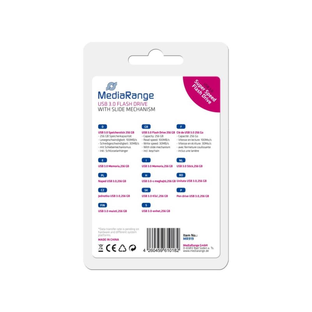 MediaRange - MR919 unidad flash USB 256 GB USB tipo A 3.2 Gen 1 (3.1 Gen 1) Negro, Plata
