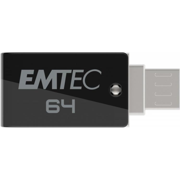 Emtec - T260B unidad flash USB 64 GB USB Type-A / Micro-USB 2.0 Negro, Acero inoxidable