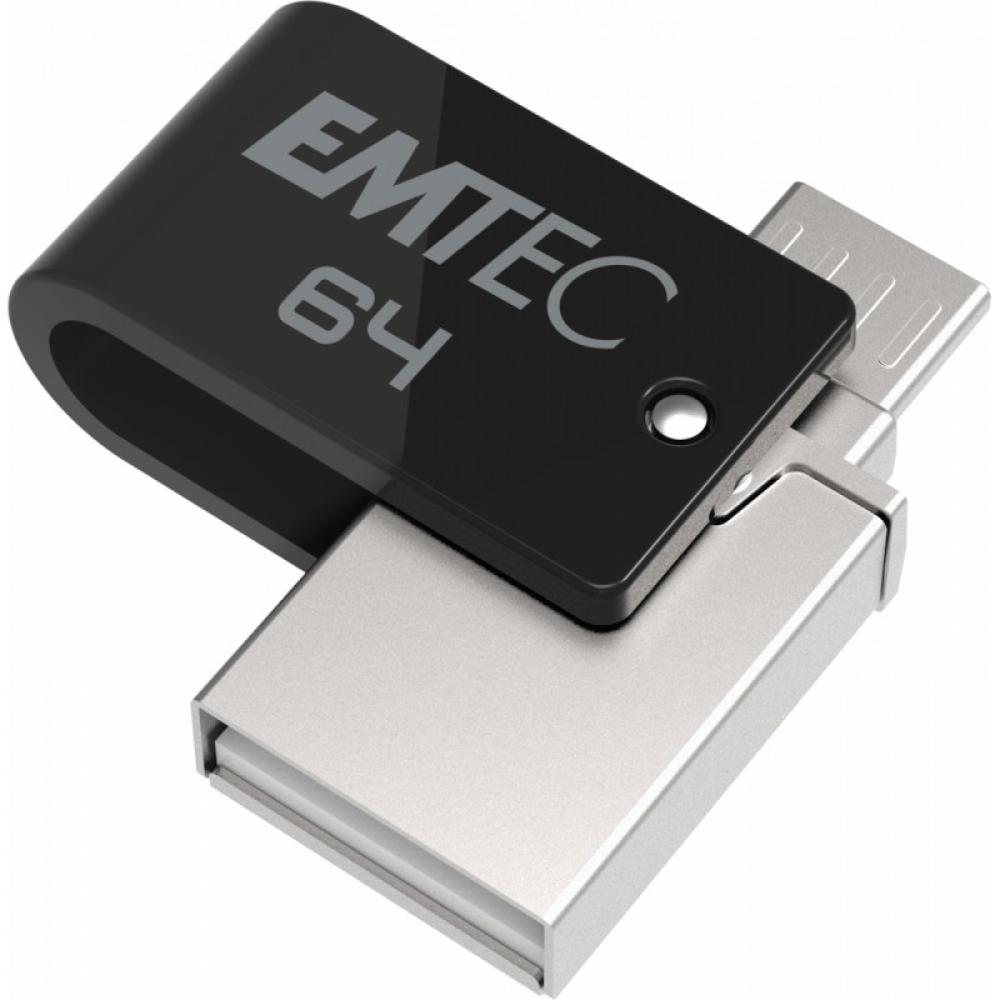 Emtec - T260B unidad flash USB 64 GB USB Type-A / Micro-USB 2.0 Negro, Acero inoxidable