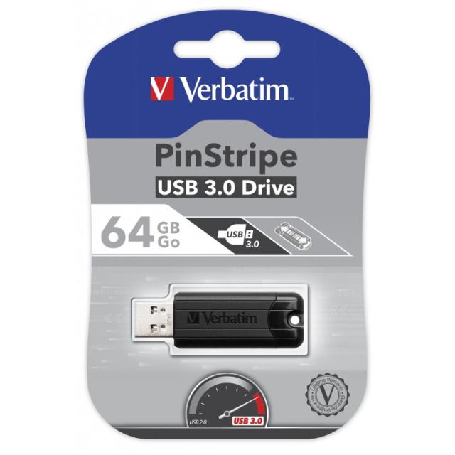 Verbatim - PinStripe 3.0 - Unidad USB 3.0 de 64 GB ? - Negro
