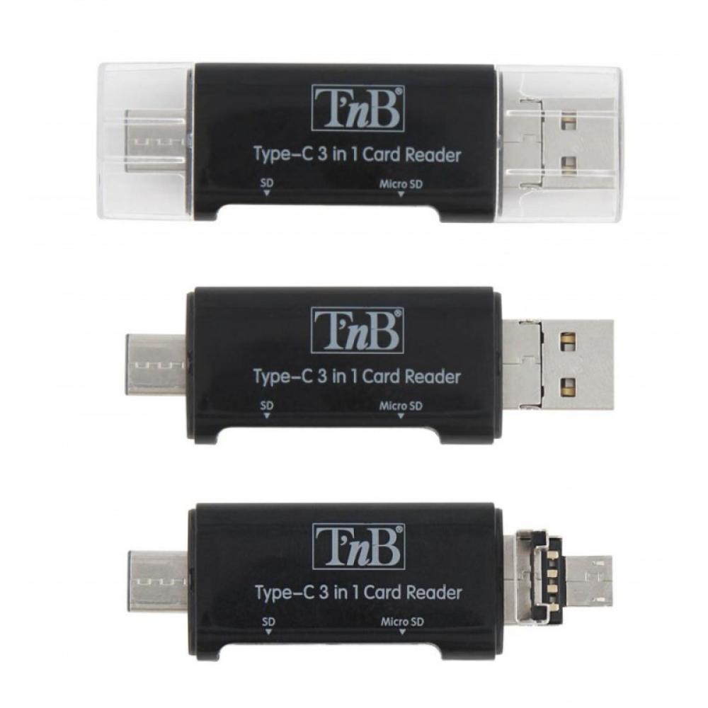 T''nB - TCREAD3IN1 lector de tarjeta USB 3.2 Gen 1 (3.1 Gen 1) Type-C Negro