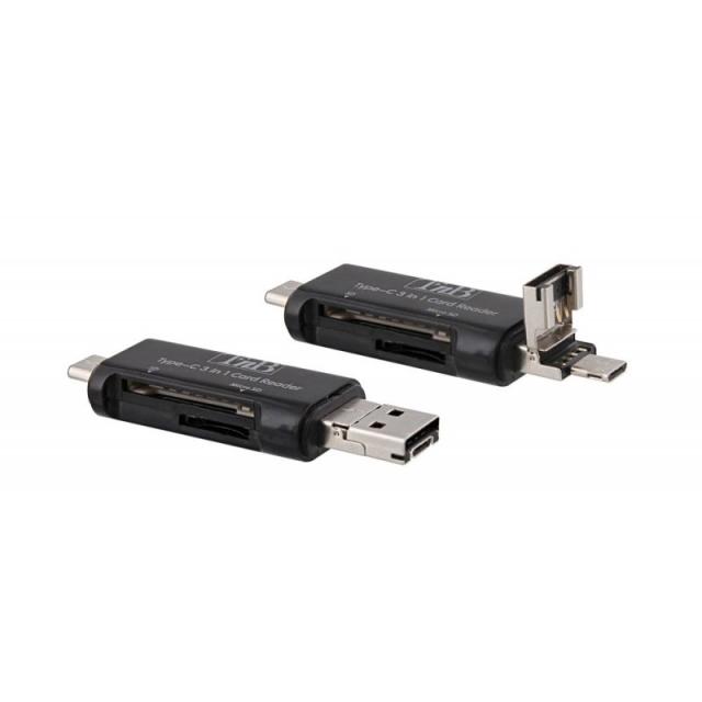 T''nB - TCREAD3IN1 lector de tarjeta USB 3.2 Gen 1 (3.1 Gen 1) Type-C Negro