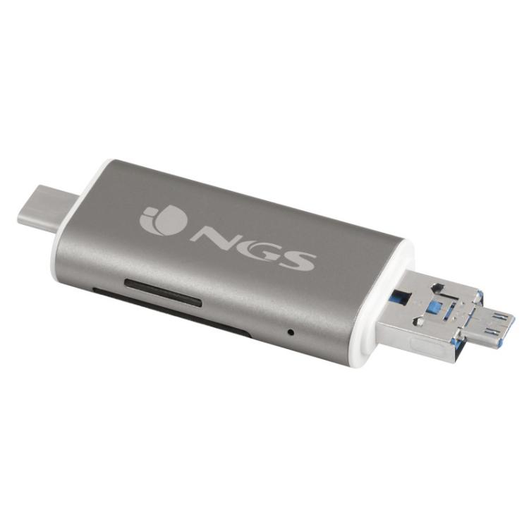 NGS - ALLYREADER lector de tarjeta USB/Micro-USB Gris, Blanco