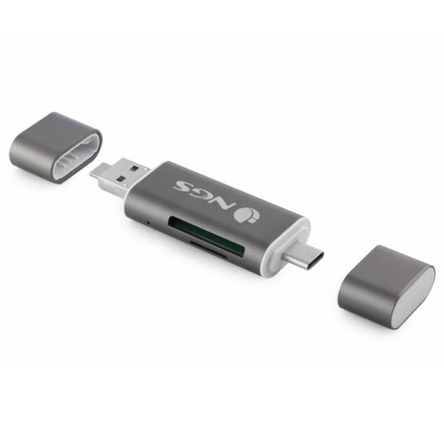NGS - ALLYREADER lector de tarjeta USB/Micro-USB Gris, Blanco