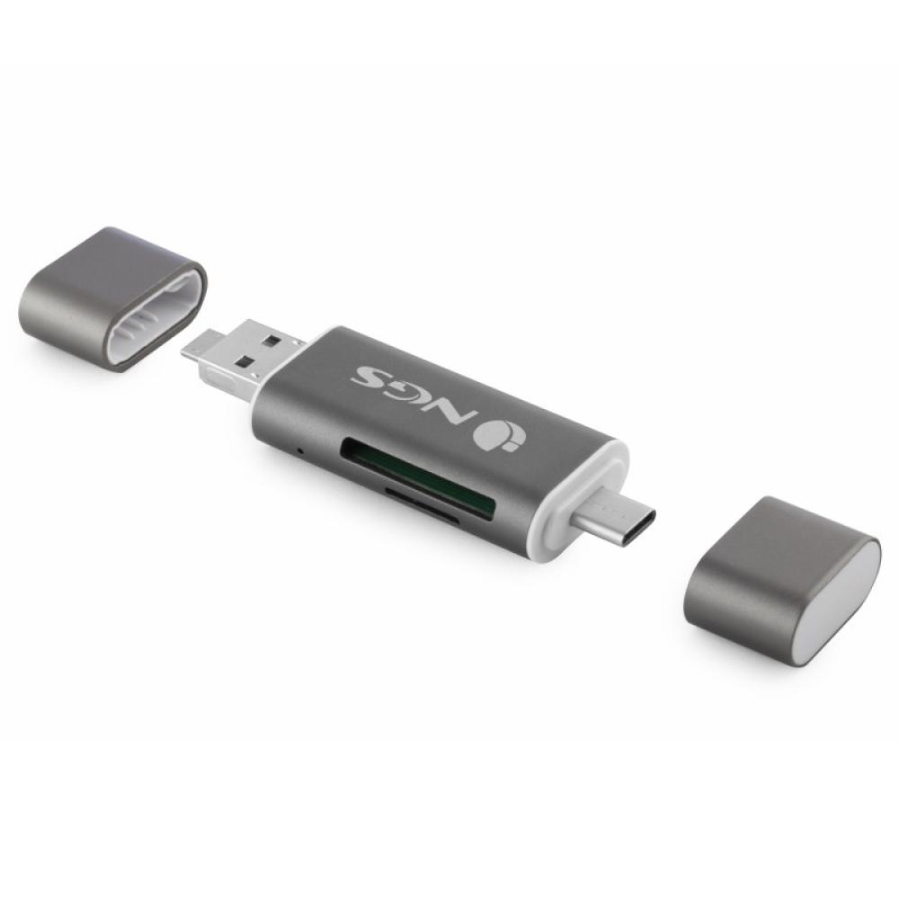 NGS - ALLYREADER lector de tarjeta USB/Micro-USB Gris, Blanco