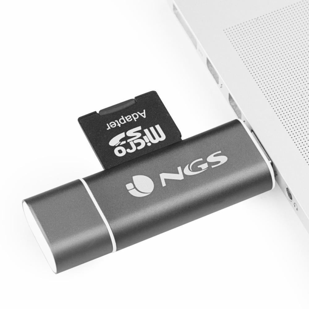 NGS - ALLYREADER lector de tarjeta USB/Micro-USB Gris, Blanco